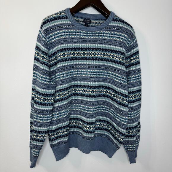 J. Crew Other - J. Crew Cotton Fair Isle Crewneck Sweater Preppy Blue Men's XL